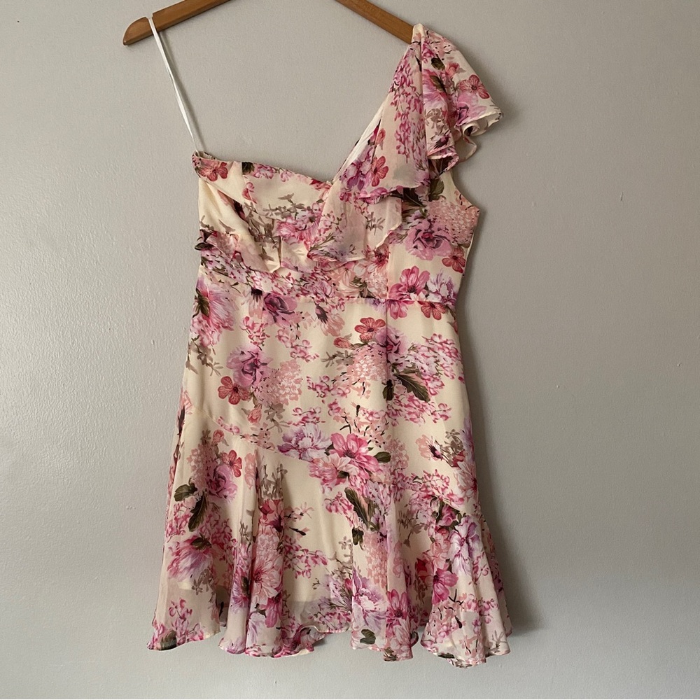 One Shoulder Mini Floral Dress Size 10 - Ruby Sees Brand